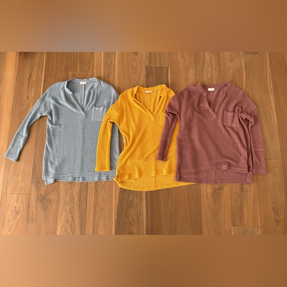 Pink Lily Tops - Set of 3 Pink Lily Waffle Tunics - Size Medium